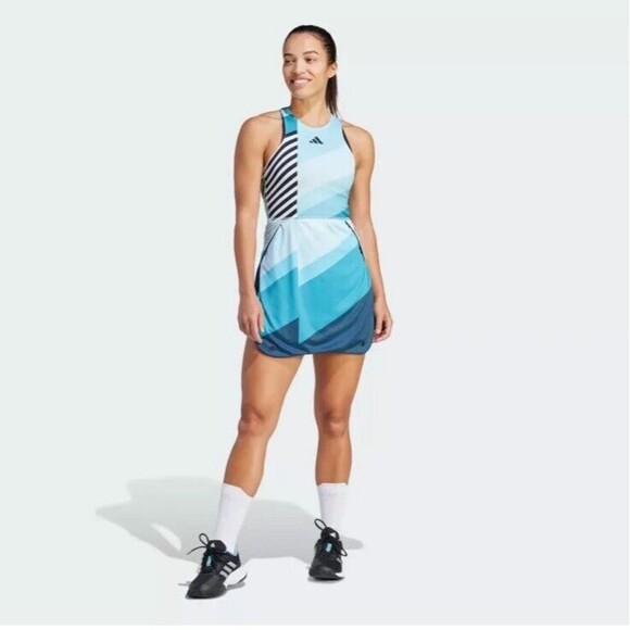 SZ M- Adidas Women's Aero Ready Transformative Tennis Dress, Flash Aqua /Black. - Picture 1 of 12